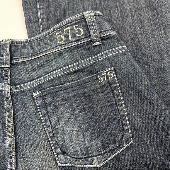 575 Jeans Womens 29 x 32 Wide Leg Flare Bottoms Denim Penny Button Dark Wash - Picture 8 of 14
